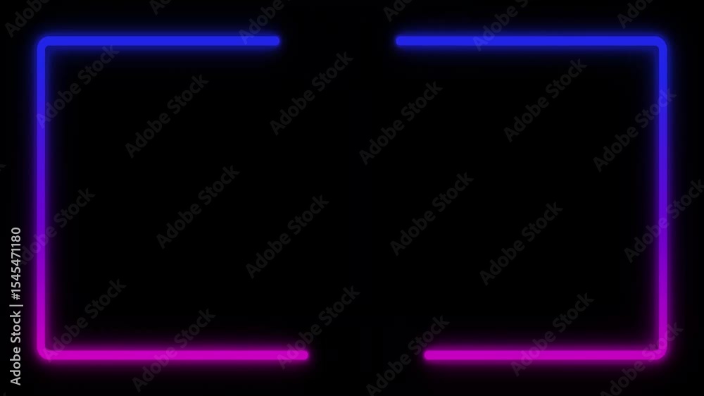A simple graphic featuring neon blue and pink lines forming a rectangle against a black background.