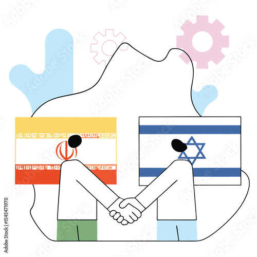 Handshake Between Iran and Israel Flags, Symbol of Peace, Diplomacy, and Hope Amid Tensions