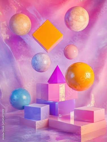 Colorful abstract art sculpture arrangement