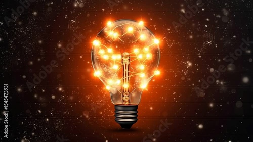 Bright Light Bulb With Glowing Decorations Against a Dark Background Generative AI
