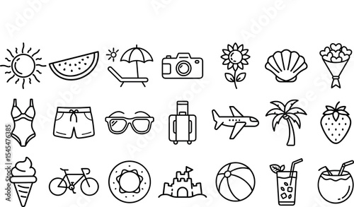 vector summer icon set