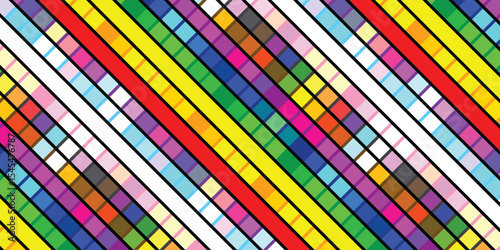 Vibrant Rainbow Pixelated Squares Abstract Background Pride Month LGBTQIA Art