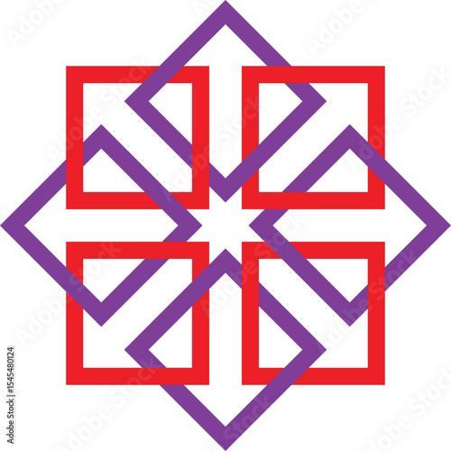 Abstract geometric red purple square design