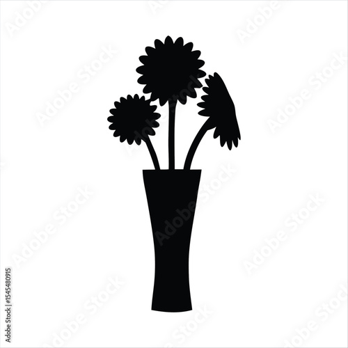 Flower Vase Silhouette - Floral Arrangement Vector