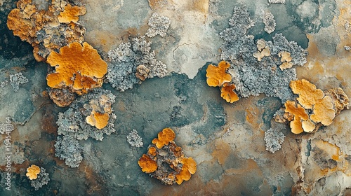 Lichen-covered tree bark with mottled pattern earthy tone and natural texture ideal for biology or macro design visuals