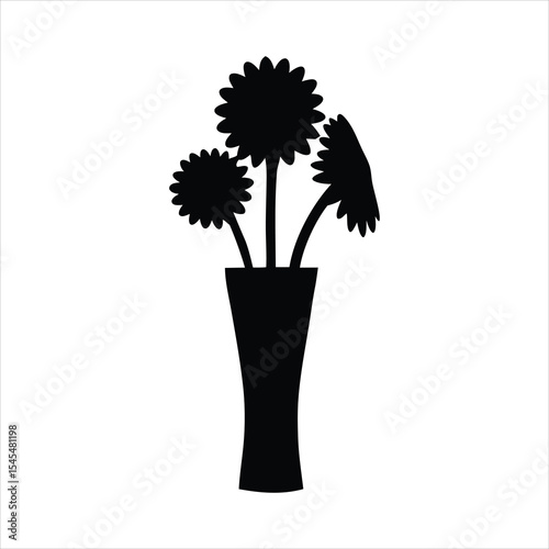 Flower Vase Silhouette - Floral Arrangement Vector