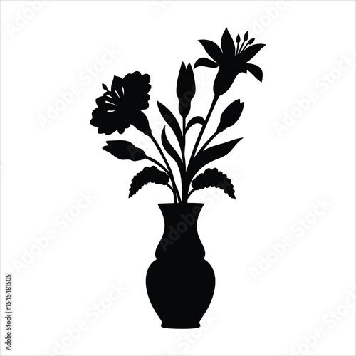 Flower Vase Silhouette - Floral Arrangement Vector