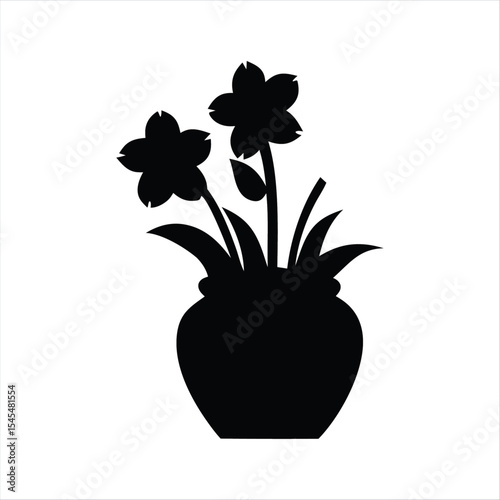 Flower Vase Silhouette - Floral Arrangement Vector