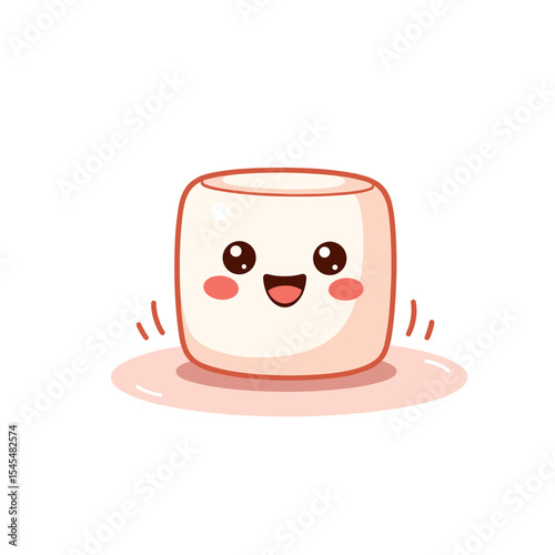 Happy marshmallow character vector, smiling on transparent background, great for fun designs
