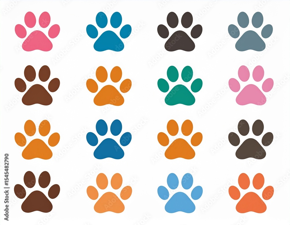 Fototapeta premium Colorful animal paw print
