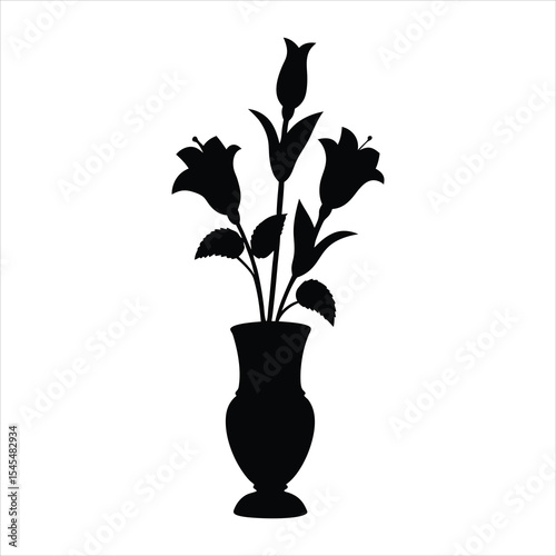 Flower Vase Silhouette - Floral Arrangement Vector