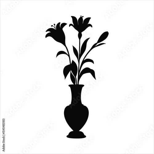 Flower Vase Silhouette - Floral Arrangement Vector