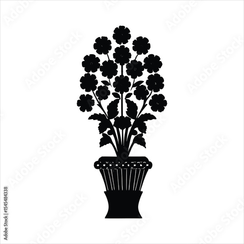 Flower Vase Silhouette - Floral Arrangement Vector