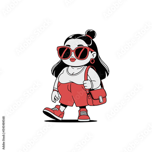 Cool Girl Cartoon Big Sunglasses and Stylish Look
