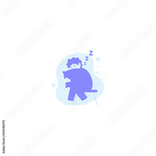 Tired Office Worker Sleeping Cartoon Character for Work-Life Balance or Burnout Brands