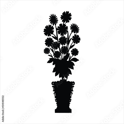 Flower Vase Silhouette - Floral Arrangement Vector