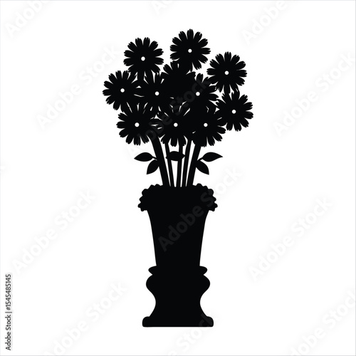 Flower Vase Silhouette - Floral Arrangement Vector