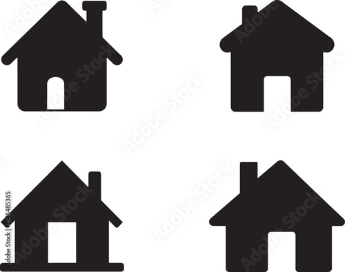 Minimal Home outline Icon Silhouette Set – Black Vector House Design on White Background for Apps and Web