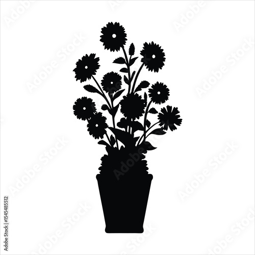 Flower Vase Silhouette - Floral Arrangement Vector