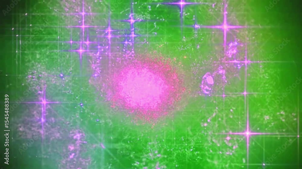 A vibrant abstract representation of cosmic energy with green and pink hues, featuring star-like elements. A vibrant abstract representation of cosmic energy with green and pink hues, featuring star-like elements.