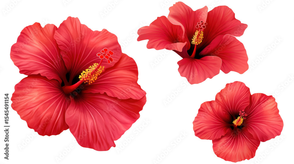 custom made wallpaper toronto digitalset of hibiscus flower isolated on white background