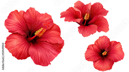 Wallpaper Mural set of hibiscus flower isolated on white background Torontodigital.ca