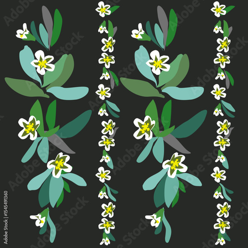 Vector pattern of green leaves of a herbaceous plant of the Polygonum. Summer mood of nature. The earth is braided with leaves. For eco design of textiles, packaging, backgrounds.