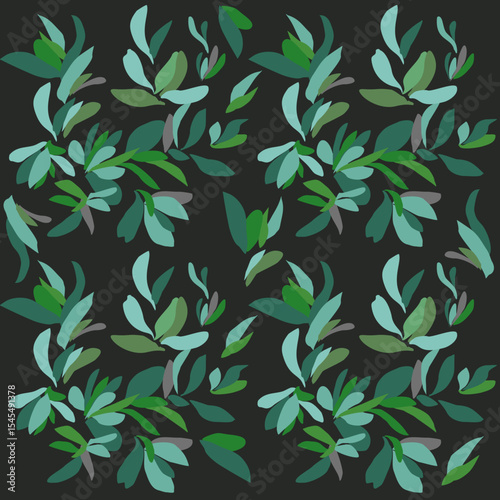Vector pattern of green leaves of a herbaceous plant of the Polygonum. Summer mood of nature. The earth is braided with leaves. For eco design of textiles, packaging, backgrounds.
