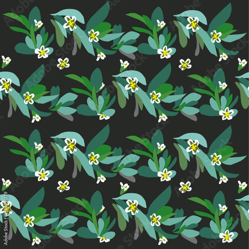 Vector pattern of green leaves of a herbaceous plant of the Polygonum. Summer mood of nature. The earth is braided with leaves. For eco design of textiles, packaging, backgrounds.