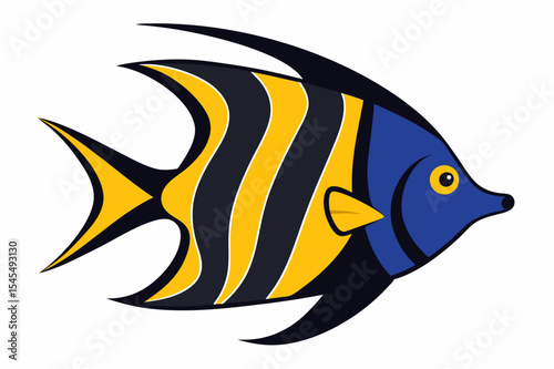 Colorful tropical fish vector illustration swimming in blue ocean water