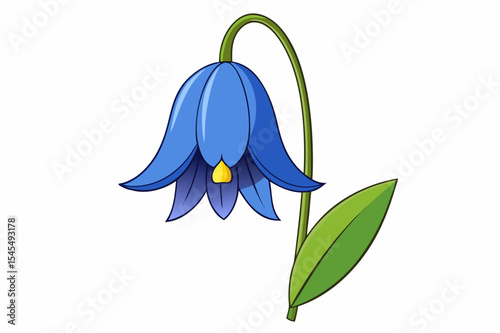 Blue iris flower vector illustration with organic fruit and healthy plant icons