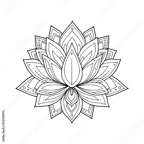 vector illustration of a flower lotus. coloring pages