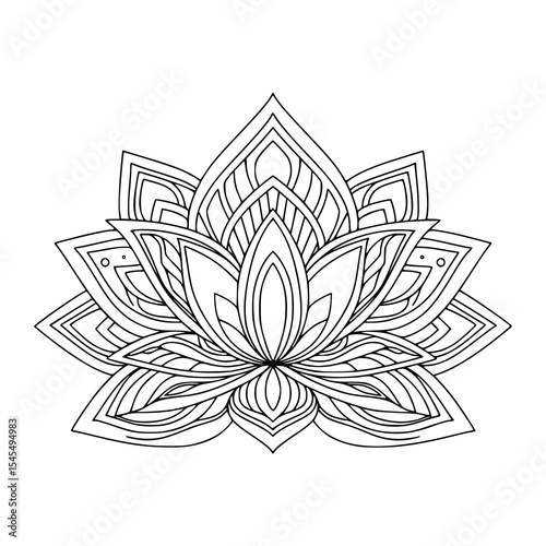 vector illustration of a flower lotus. coloring pages
