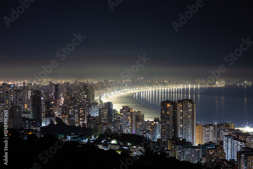 Night aerial view of the city of Santos
