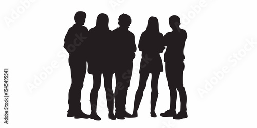 Silhouette group of people standing together vector image for design and creative projects usage online