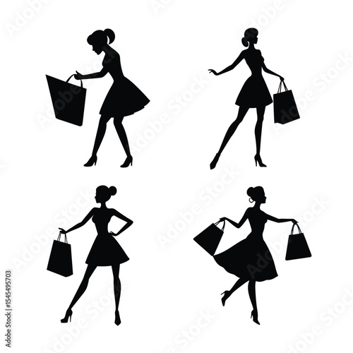 shopping girl silhouette bundle  