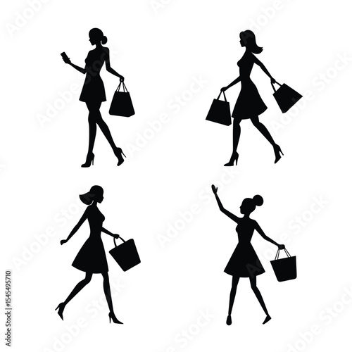 shopping girl silhouette bundle  