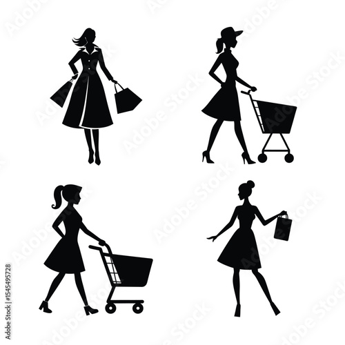 shopping girl silhouette bundle  