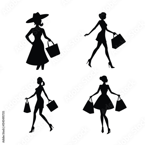 shopping girl silhouette bundle  