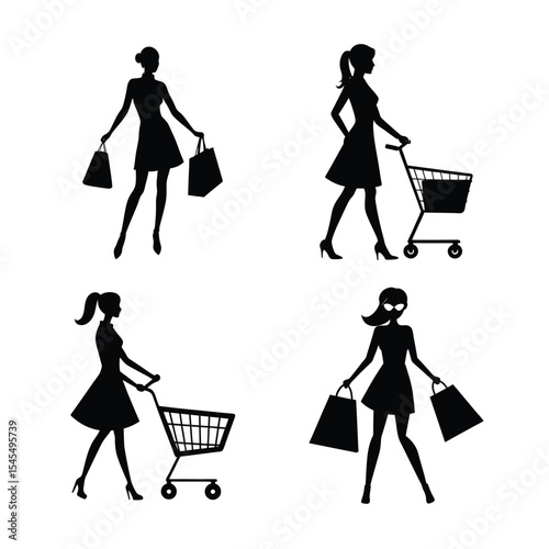 shopping girl silhouette bundle  