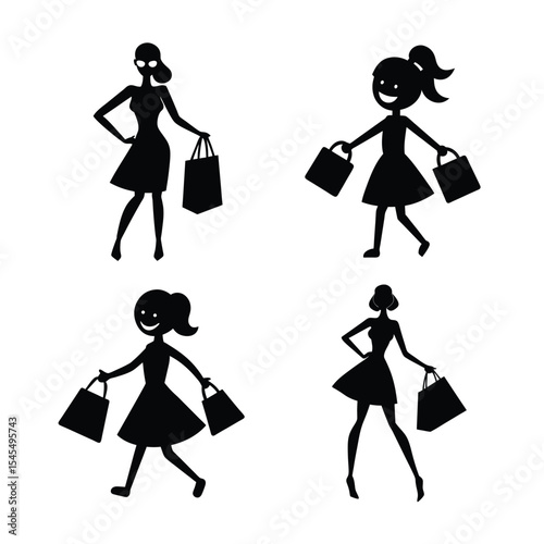 shopping girl silhouette bundle  