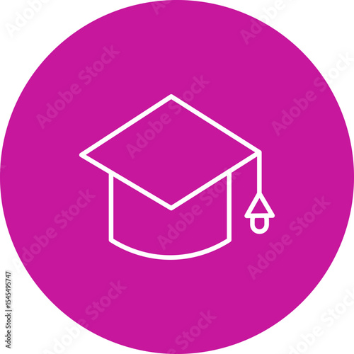 Mortarboard Vector Line Pink Circle Icon Design