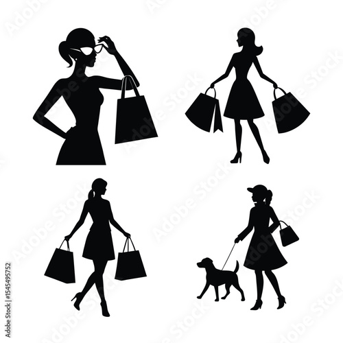 shopping girl silhouette bundle  