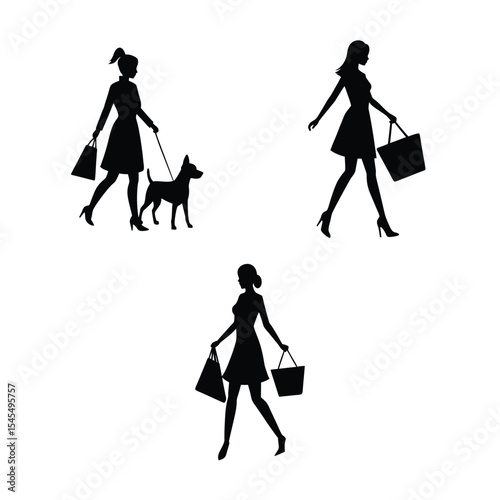 shopping girl silhouette bundle  