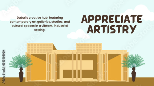 Green and Brown Illustrative Culture Travel Presentation Featuring Dubai Landmarks

