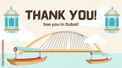 Green and Brown Illustrative Culture Travel Presentation Featuring Dubai Landmarks

