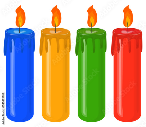 Set of colored candles concept vector illustration christmas decoration graphic