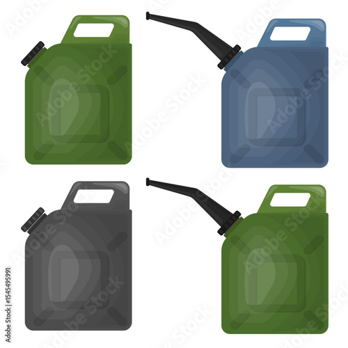 Green and blue colors container can gasoline fuel industry concept vector icons