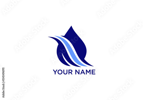 Abstract Water Drop Symbol with Flowing Wave Design Element