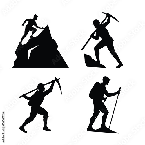 climbing mountain silhouette bundle design